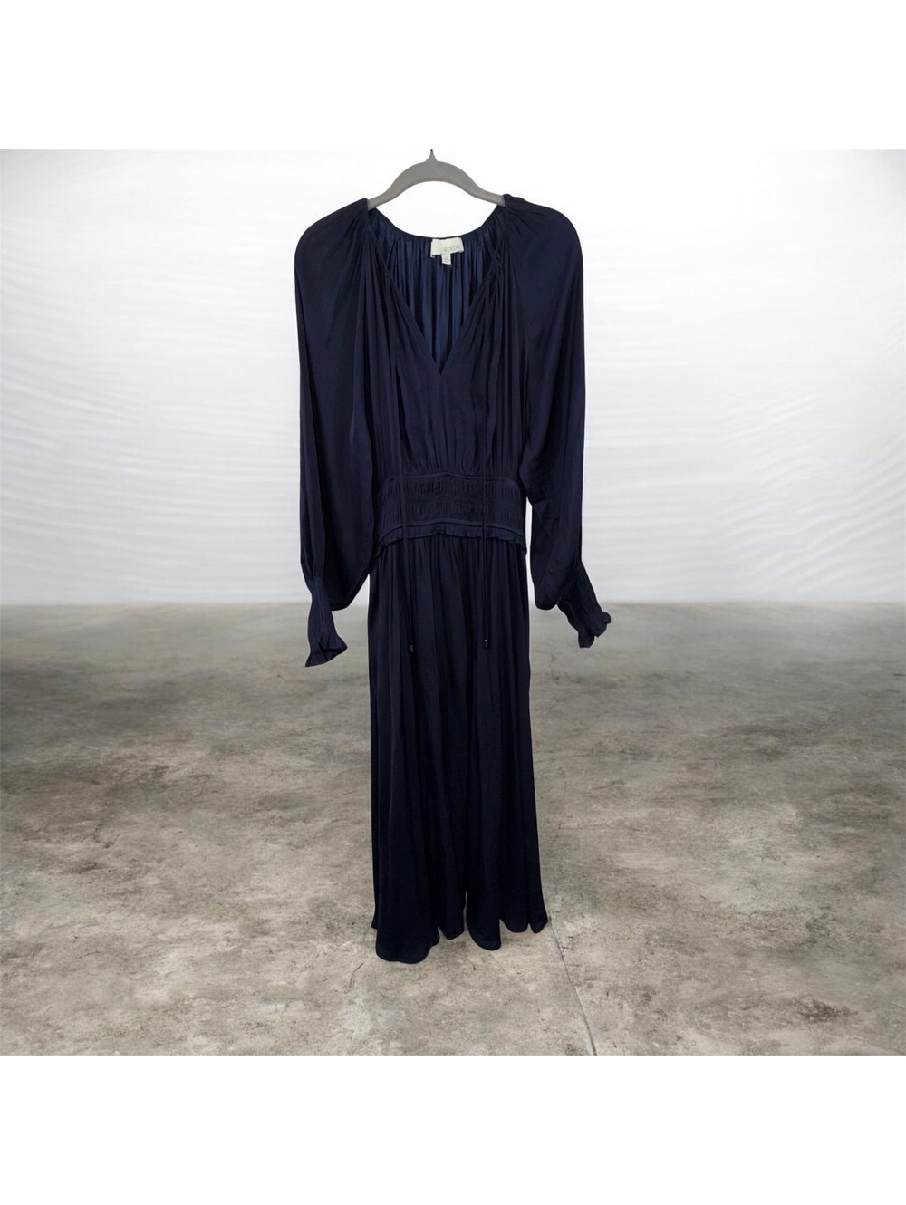 Pinch Navy Blue Smocked Waist Maxi Dress L